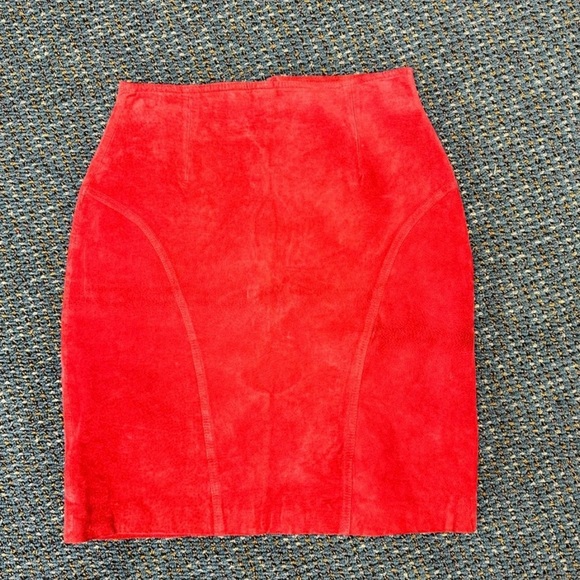 Dresses & Skirts - Red suede skirt from Korea